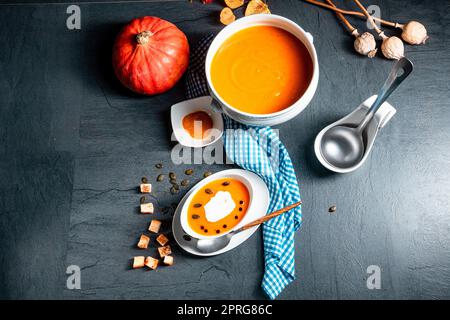 délicieuse soupe de potiron au lait de coco Banque D'Images