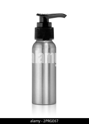 Flacon pompe distributeur isolé sur fond blanc Banque D'Images