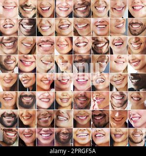 Des miles de sourires. Image composite d'un assortiment de personnes souriantes. Banque D'Images