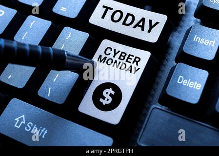 Affiche montrant Cyber Monday, Business Showcase un jour où les sites Web de commerce électronique offrent une offre spéciale pour les acheteurs Banque D'Images