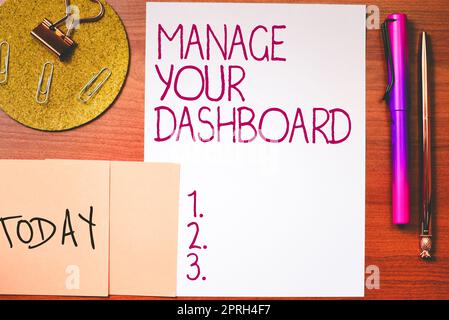 Inspiration montrant l'enseigne Gérez votre tableau de bord, page d'accueil Web Business Showcase pour gérer la gestion du flux de travail des processus métier Banque D'Images
