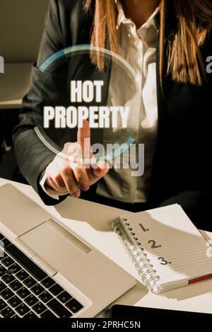 Écriture de texte Hot Property, photo conceptuelle quelque chose qui est recherché ou est fortement exigé Banque D'Images