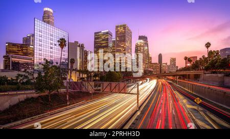 heure de pointe à los angeles après le coucher du soleil Banque D'Images