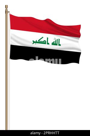 3D drapeau de l'Irak sur un pilier Banque D'Images