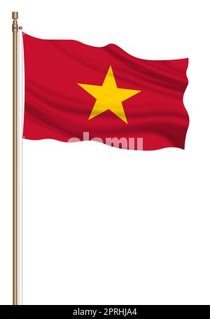 3D drapeau du Vietnam sur un pilier Banque D'Images