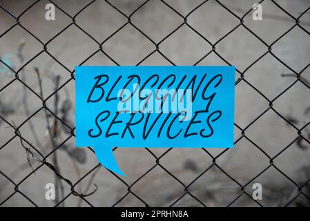 Affiche de texte montrant Blogging ServicesFacility de réseautage social information Journalism. Mot écrit sur le réseau social information journalisme Banque D'Images