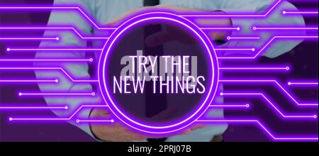 Texte d'écriture essayez la nouvelle ThingsBreaks up routine de vie Apprenez quelques compétences innovantes. L'idée d'affaires rompt la routine de la vie Apprenez quelques compétences innovantes Banque D'Images