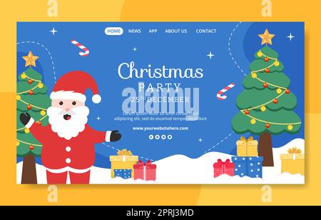 Joyeux Noël social Media page d'accueil modèle dessin main dessin dessin dessin dessin animé dessin animé dessin animé à plat Illustration Illustration de Vecteur