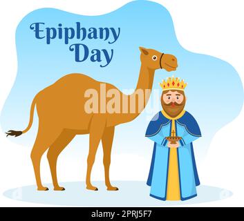 Happy Epiphany Day Template dessin main dessin de dessin de dessin animé Illustration plate Festival chrétien à la foi sur la Divinité de Jésus depuis son arrivée au monde Illustration de Vecteur