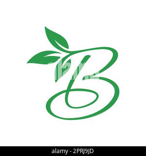Lettre B Vert naturel feuille écologie monogramme logo Illustration de Vecteur