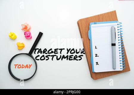 Légende conceptuelle cibler vos clients, aperçu de l'entreprise Plage et intérêt spécifiques utilisateurs potentiels et acheteurs Banque D'Images