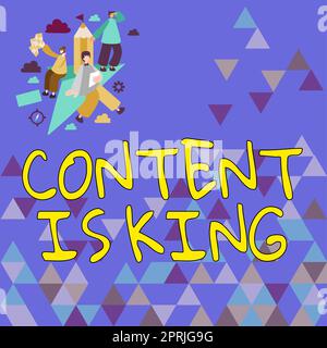 Inspiration montrer le contenu de signe est KingContent est le cœur des stratégies de marketing d'aujourd'hui. Le contenu du concept d'affaires est le cœur des stratégies de marketing d'aujourd'hui Banque D'Images