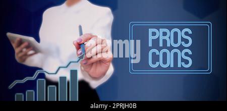 Signe de l'écriture à la main contre, mot écrit sur les facteurs favorables et défavorables ou raisons de la personne Banque D'Images