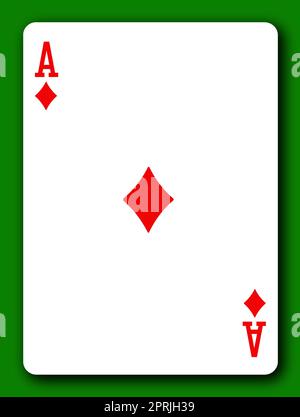 Une carte à jouer Ace of Diamonds avec un chemin d'écrêtage pour supprimer l'arrière-plan et l'ombre 3D illustration Banque D'Images