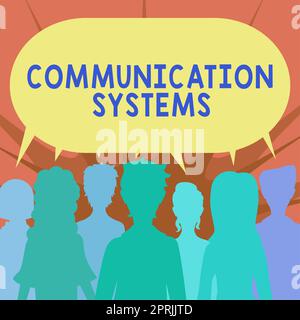 Panneau affichant les systèmes de communication, mot pour le flux d'information utilisation de la machine pour transmettre des signaux Banque D'Images