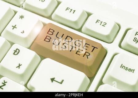 Légende du texte présentant Budget Buster, concept Internet Carefree dépenses gains achats inutiles surdépenses Banque D'Images