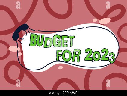 Texte montrant inspiration Budget pour 2023An estimations écrites des recettes et des dépenses pour 2023. Mot écrit sur une estimation écrite des recettes et des dépenses pour 2023 Banque D'Images