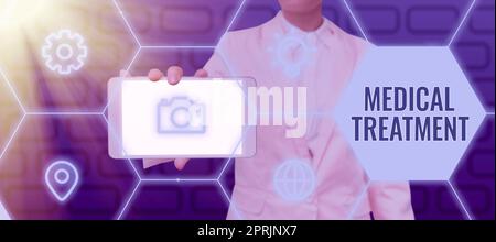 Rédaction affichage du texte traitement médical prise en charge et soins d'un patient pour combattre la maladie. Photo conceptuelle gestion et soins d'un patient pour combattre la maladie Banque D'Images