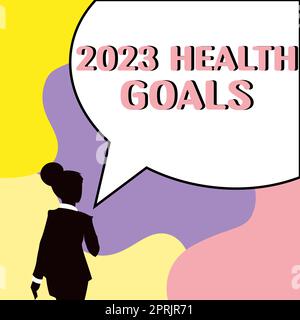 Affiche textuelle montrant 2023 objectifs de santé, Business Idea célébration du début de l'année civile 2023 Banque D'Images
