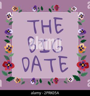 Affiche montrant la grande date, aperçu des affaires Journée importante pour un mariage de couple anniversaire Banque D'Images