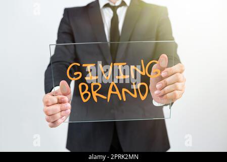 Affiche de texte donnant à la marque, concept d'Internet le processus de donner un nom à un produit ou à des services d'entreprise Banque D'Images