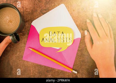 Légende de texte présentant les analystes de données, Internet concept Programmer Design et Create Report identifie les modèles Banque D'Images