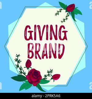 Texte d'écriture donnant marque, mot écrit sur le processus de donner un nom à un produit ou à des services d'entreprise Banque D'Images