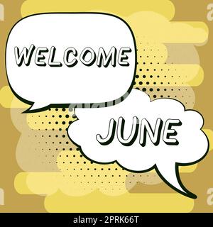 Légende Présentation Bienvenue juin, Business concept Calendrier Sixième mois deuxième trimestre trente jours Salutations Banque D'Images