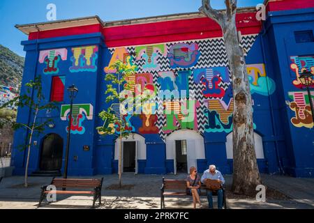 Gibraltar, fresque de rue de l'artiste Ben Eine Banque D'Images