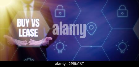 Affichage conceptuel achat vs Location, concept Internet propre quelque chose contre emprunter il avantages inconvénients Banque D'Images