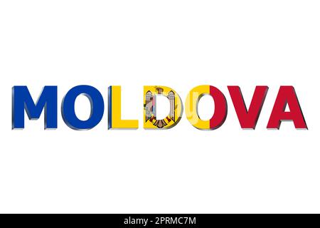3D drapeau de Moldova sur fond de texte. Banque D'Images