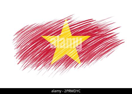 3D drapeau du Vietnam sur fond de pinceau de style vintage. Banque D'Images