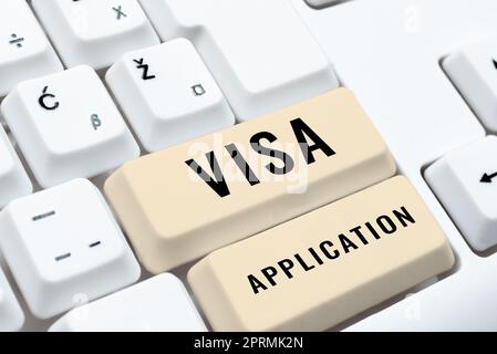 Affiche affichant Visa application, idée d'affaires raconter l'histoire de votre marque ou produit par la création femme avec le téléphone portable montrant la barre de recherche numérique Banque D'Images