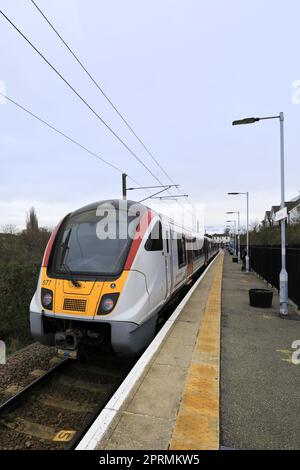 Greater Anglia train 720577, gare de Braintree, Essex, Angleterre, Royaume-Uni Banque D'Images