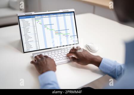 Bannière de la liste des plans de documents du projet de logiciel Gantt Banque D'Images