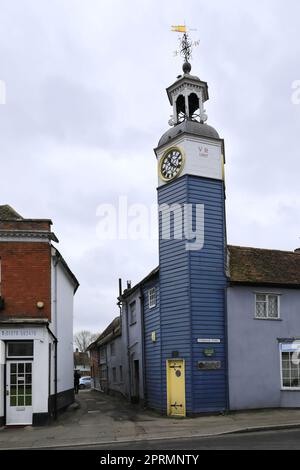 La Tour de l'horloge dans le village de Coggeshall, Essex, Angleterre. Banque D'Images