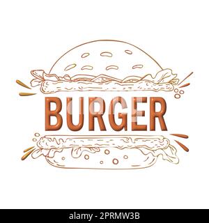 Texte BURGER stylisé comme un hamburger. Design élégant pour une marque, une étiquette ou une publicité Banque D'Images