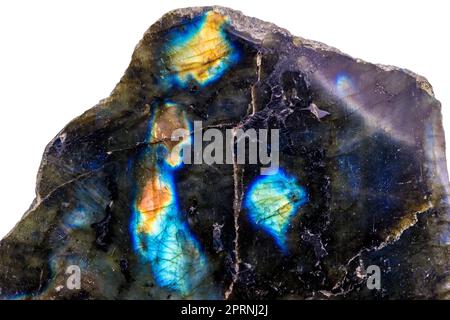 Labradorite avec schiller bleu en gros plan Banque D'Images