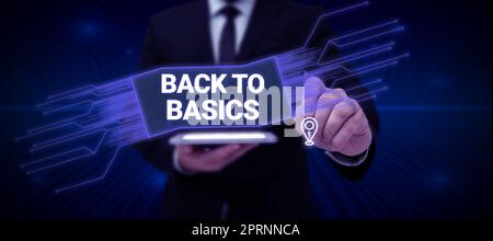 Texte montrant l'inspiration Retour à la base, approche d'entreprise Retour des choses simples base fondamentale essentielle Banque D'Images