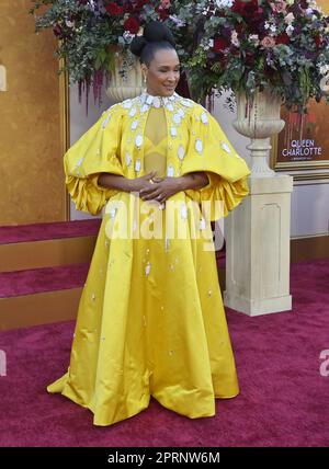 Los Angeles, États-Unis. 26th avril 2023. Golda Rosheuvel, membre du casting, assiste mercredi à la première de la série télévisée "Queen Charlotte: A Bridgerton Story" au Regency Village Theatre de Los Angeles, 26 avril 2023. Scénario : la montée et l'amour de la vie d'une jeune reine Charlotte. Photo de Jim Ruymen/UPI crédit: UPI/Alay Live News Banque D'Images