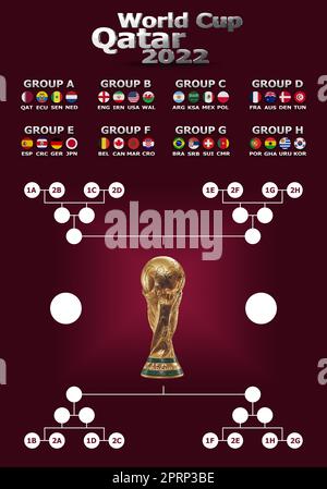 3D Programme d'illustration de la coupe du monde Qatar 2022 Banque D'Images