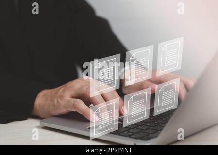 Écran virtuel du système de gestion de l'information d'entreprise du système de gestion de documents numériques (DMS). Banque D'Images