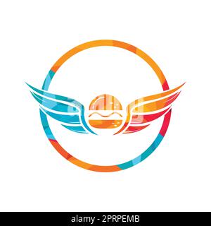 Logo Angel Burger avec logo Wings. Concept de logo Flying Burger. Illustration de Vecteur