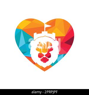 Modèle de conception du logo Lion fort Vector. Concept du logo du château de roi. Illustration de Vecteur