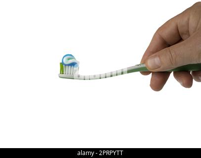 dentifrice sur la brosse à dents sur un fond transparent Banque D'Images