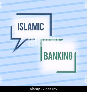 Texte d'écriture système bancaire islamique basé sur les principes de la loi islamique. Concept d'affaires système bancaire basé sur les principes de la loi islamique Banque D'Images