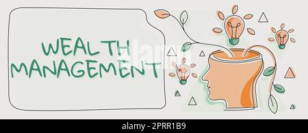 Panneau affichant la richesse ManagementSubain et croissance prospérité à long terme soins financiers. Mot écrit sur soutenir et développer la prospérité à long terme soins financiers Banque D'Images
