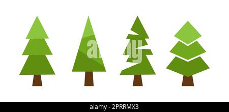 Ensemble de 4 arbres de noël abstraits verts sur fond blanc - Vector Banque D'Images
