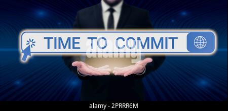 Signez l'affichage du temps d'engagement ou de l'obligation qui limite la liberté d'action. Présentation de l'entreprise engagement ou obligation limitant la liberté d'action Banque D'Images