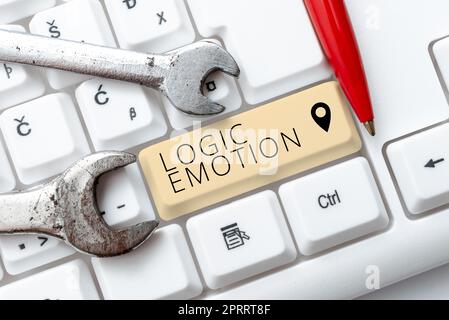 Signe affichant l'émotion logique. Photo conceptuelle sentiments désagréables tourné à l'esprit raisonnable de respect de soi Banque D'Images